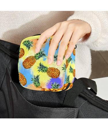 Menstruation Pad Bag with Zipper - Women's Napkin & Tampon Bag in Pineapple Batik Color | Stylish Portable Eco-Friendly - Buy Online on GoSupps.com
