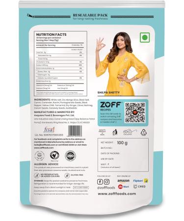 ZOFF Chaat Masala (100g | 3.5oz) Seasoning | Vegan | Preservative Free | All Natural & No Artifical Ingredients | Authentic Indian Spice Blend - Buy Online on GoSupps.com