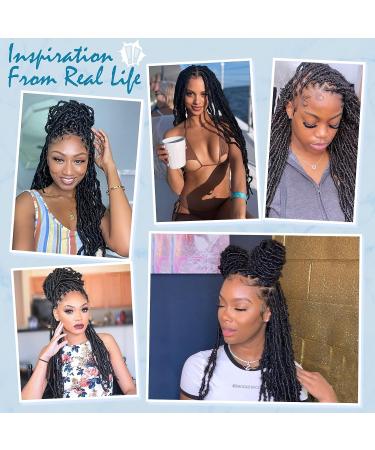 Olymei 40 Inches Double Lace Front Knotless Locs Braided Wig for Black Women - Black Synthetic Lace Frontal Braid Wig with Baby Hair - Buy Online on GoSupps.com