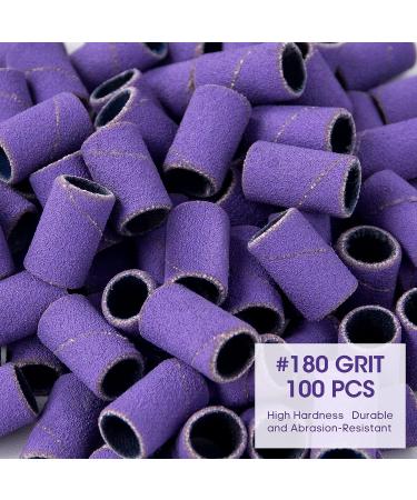 Sanding Bands Nail Drill Bits Set - 100pcs Extreme Fine 180 Grits for Acrylic Nails, Gel Manicures & Pedicures - Professional Drill Bits with Mandrel Bit - Purple - Buy Online on GoSupps.com