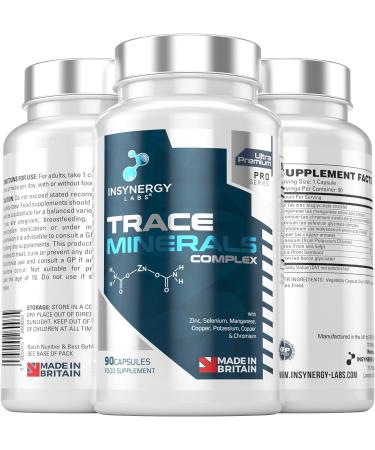 Ultra Premium Trace Minerals Complex - 90 Multimineral Tablets with Zinc, Iodine, Selenium, Boron, Potassium, Copper - Top UK Minerals Supplement - Buy Online on GoSupps.com