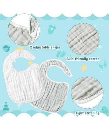 GROBRO7 6Pcs Baby Cotton Gauze Bib Set for Unisex Newborns - Adjustable Snap Burp Cloths for Boys and Girls (0-36 Months) - Buy Online on GoSupps.com