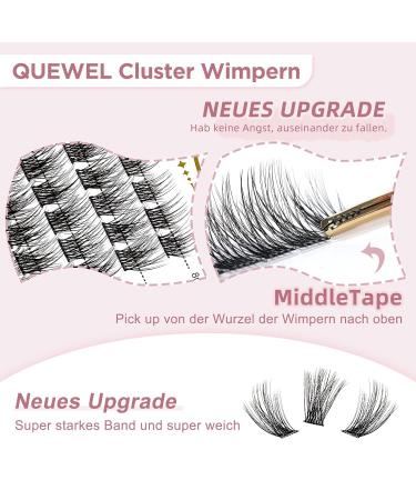 QUEWEL 16mm Eyelash Clusters - 72 PCs Soft Individual False Eyelashes for DIY Extensions | Perfect for Personal Make-Up - Buy Online on GoSupps.com