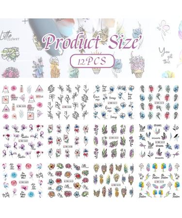 Ruziister 12-Piece Geometry Line Blum-Leaf Nail Art Stickers | Colorful Water Transfer & Graffiti Nail Design Decor - Buy Online on GoSupps.com