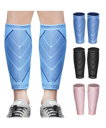 Wading bandage compression calf supports 2 pieces of calves compression stockings without foot for women men Calf Sleeves for pain relief recovery during training cycling running (blue s) S blue
