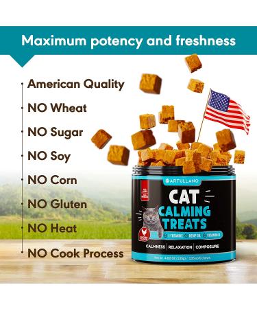 Hemp Cat Calming Treats for Anxiety Relief - Composure for Grooming, Travel, Separation - with Hemp Oil, L-Theanine, Melatonin - 135 Soft Chews Made in USA - Buy Online on GoSupps.com