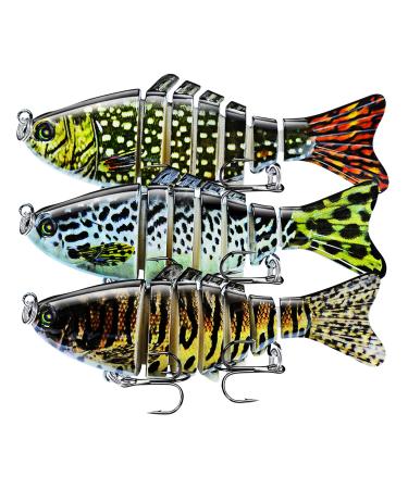 Fishing Lures Multi Jointed Fish Fishing Kits Slow Sinking Lifelike Swimbait Freshwater and Saltwater Crankbaits for Bass Trout Bass Lures 3 Pack-Style 2