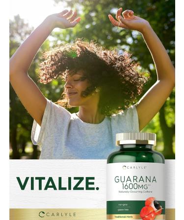Carlyle Guarana Extract Capsules 1600mg | 200 Count | Non-GMO & Gluten Free | Natural Caffeine Boost - Buy Online on GoSupps.com