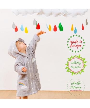 Smithy Bath Poncho for Kids | Rainbow Cloud Design | 100% Cotton Terry Cloth Hooded Towel | Unisex Baby & Toddler | One Size Grey - Buy Online on GoSupps.com
