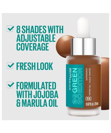 Maybelline Green Edition Superdrop Tinted Oil Base Makeup Adjustable Natural Coverage Foundation Formulated With Jojoba & Marula Oil 35 1 Count 35 0.67 Fl Oz (Pack of 1) - Buy Online on GoSupps.com