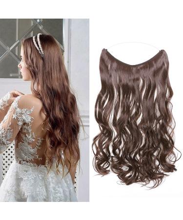 Silk-Co hair extension with rubber band adjustable Secrets hair part synthetic extensions with cord invisible corrugated extensions for women medium brown 60cm 60 cm medium brown