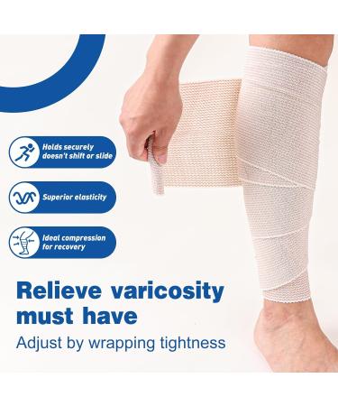 AZEN Premium 2 Pack Elastic Bandage Wrap - 6 Inch Compression Bandage for Legs Ankle Knee & Tummy | Latex-Free Lymphedema Support - Buy Online on GoSupps.com