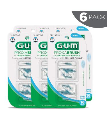 GUM Proxabrush Go-Betweens Refills - Wide Interdental Brushes - 16ct Soft Bristle Dental Picks - Compatible with Permanent Handle - International Shipping Available - Buy Online on GoSupps.com