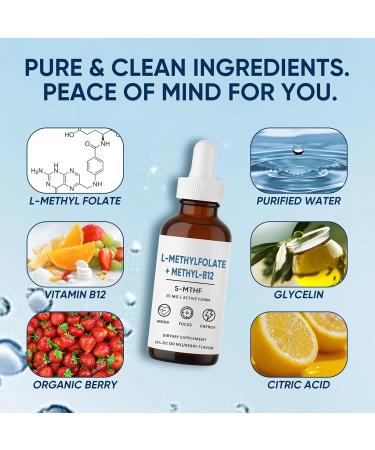 Nichalous L-Methylfolate 15mg L-Methylfolate + Methyl-B12 Improved Focus and Attention Balanced Mood & Overall Wellness Organic Berry Flavor Liquid Sublingual Form 1fl oz - Buy Online on GoSupps.com