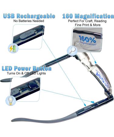 5 STAR LED Magnifying Glasses - 160% Magnification Lighted Eyewear for Reading & Crafts USB Rechargeable - Shop Internationally - Buy Online on GoSupps.com
