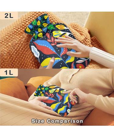 Naanle 2L Hot Water Bottle with Abstract Flower Cover - Heat Therapy for Back Pain Hand & Foot Warmer Hot & Cold Relief - Buy Online on GoSupps.com