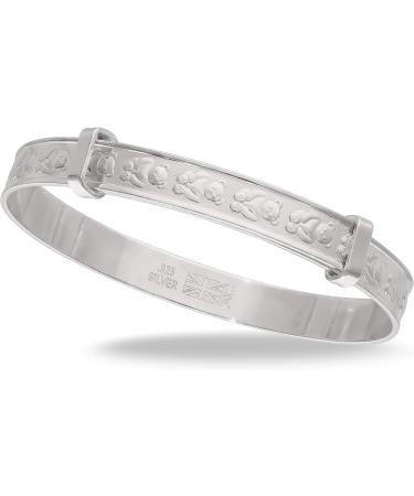 925 Sterling Silver Teddy Bear Baby Bangle - Adjustable and Adorable - Buy Online on GoSupps.com