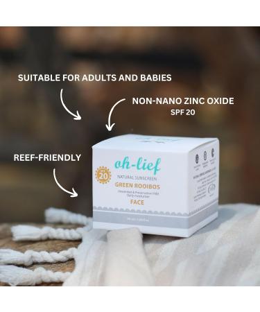 Oh-Lief Natural Face Sunscreen 50ml Certified Natural & Organic Broad-Spectrum protection UVA/UVB Unscented & Preservative free - Buy Online on GoSupps.com