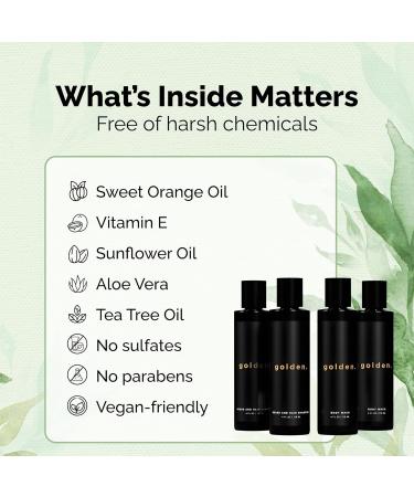 Golden Grooming Co. 3-in-1 Men's Body Wash - Hair & Beard Shampoo - Cleanses Hydrates Softens - Body Wash for All Skin Types - Refreshing Scent - Shower Double Pack | Pack of 4 3-in-1 Men's Body Wash and Beard Shampoo - Buy Online on GoSupps.com