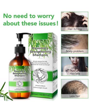 Biotin Rosemary Shampoo for Thinning Hair - Strengthening Rosemary Mint Formula 10.56 oz / 300 ml - Effective Hair Loss Care - Buy Online on GoSupps.com