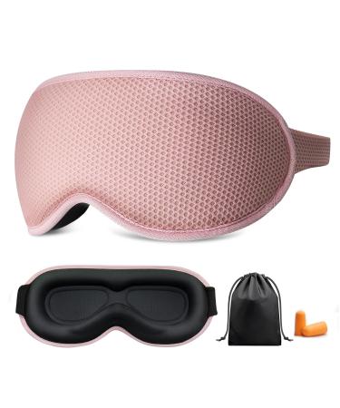 Sleep Eye Mask for Women Men 100% Light Blocking 3D Sleeping Zero Eye Pressure Eye Cover Eyelash Friendly Ultra Soft& Comfortable Night Blindfold with Adjustable Strap for Travel Nap-Pink