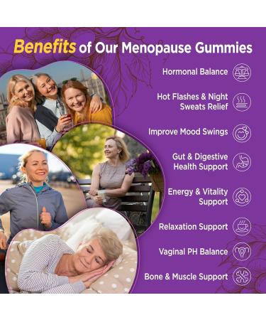 NATISLAND Menopause Supplements for Women Gummies, Hot Flashes & Night Sweats Support, Menopause Relief with Black Cohosh, Chasteberry & Probiotics, Sugar Free, Vegan, Grape Flavor, 60 Count - Buy Online on GoSupps.com