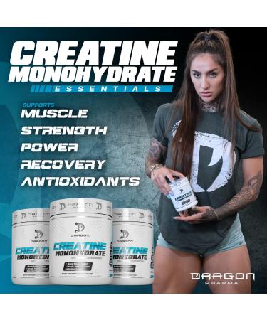 Dragon Pharma Creatine Monohydrate - Muscle Recovery & Antioxidant Support Supplement (60 Servings Unflavored) - International Shipping Available - Buy Online on GoSupps.com