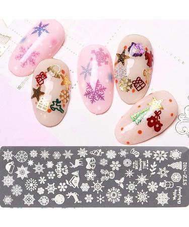 Christmas Nail Art Stamping Plate - Snowflake, Elk, Snowman, Christmas Hat Design - Manicure Print and DIY Transfer Tools - Style 3 - Buy Online on GoSupps.com
