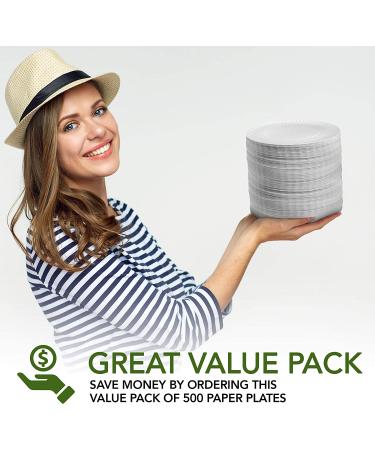 Stock Your Home 9-Inch Uncoated Paper Plates - 500 Count White Disposable Plates - Buy Online on GoSupps.com