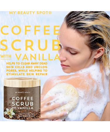 My Beauty Spot Coffee Scrub with Vanilla Dry Exfoliating Body Scrub & Face for Smooth Glowing Skin Deep Cleansing Body Exfoliator for Women Mix with Shower Gel or Water Coffee Body Scrub 10 oz - Buy Online on GoSupps.com