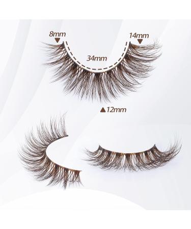 Ruairie Brown 14MM Natural Look Cat Eye False Eyelashes - Fluffy Wispy Strip Lashes (10 Pairs) - Buy Online on GoSupps.com