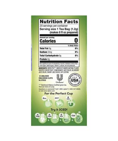 Lipton Purple Acai Blueberry Green Tea Bags - 1.13 oz (20 Count, Pack of 6) - Buy Online on GoSupps.com