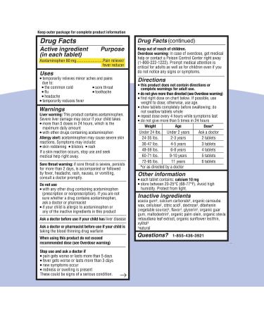 Genexa Kids Clean Pain & Fever Acetaminophen Chewables Dye Free 0% Artificial Additives Delicious Grape Flavor Chewable Medicine for Children 2-11 80 mg per Tablet 48ct (2 Pack) - Buy Online on GoSupps.com