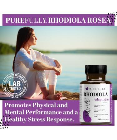 PUREFULLY Rhodiola Rosea Supplement 200mg 90 Vegan Capsules (Third Party Test Gluten Free 3% Salidrosides 1% Rosavins 10:1 Extract) - An Adaptogen for Brain Stress & Mood Support - Buy Online on GoSupps.com