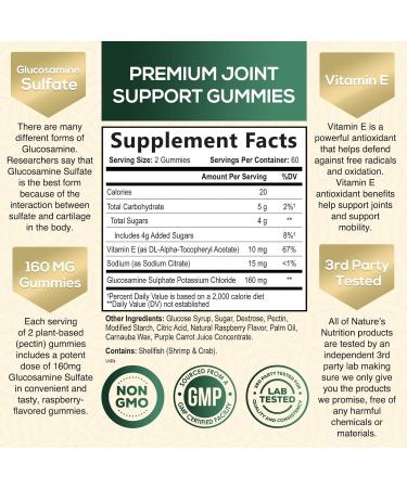 Glucosamine Gummies Extra Strength Joint Support with Vitamin E - 120 Count - Men and Women Chewable Supplement for Cartilage & Flexibility - Buy Online on GoSupps.com