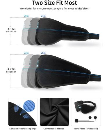3D Sleep Mask Bluetooth Wireless Music Eye Mask - Small Size | Weighted Eye Sleep Mask for Blackout Sleeping | Valentines Gifts - Pack of 1 - Buy Online on GoSupps.com
