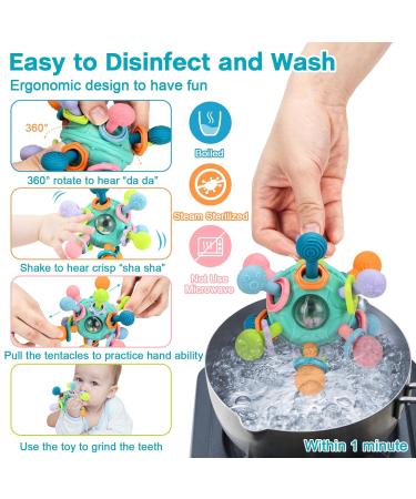 Site Ring Baby Toy | 0-3 Months Silicone Teething Rattle | Montessori Veilchen Root Gift | Fresh Green Sensory Balls - Buy Online on GoSupps.com