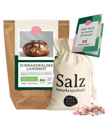 Bread and salt gift to move in - organic bread mixture moving topping -out ceremony - catchment gift for apartment house inauguration gift moving gift - Bake with love organic bread & salt for moving in