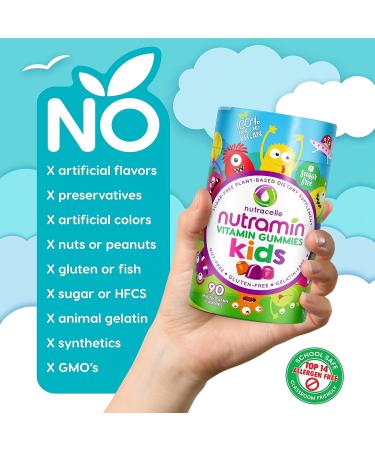 NUTRAMIN Sugar-Free Allergen-Free & Vegan Gummy Multivitamins for Kids - 90 Count Bottle | Nutracelle - Buy Online on GoSupps.com