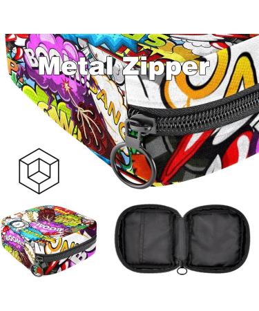 Portable Menstrual Cup & Sanitary Napkin Storage Bag - Rocket Alarm Comic Bubbles Design | Ideal for Teen Girls & Women - Buy Online on GoSupps.com