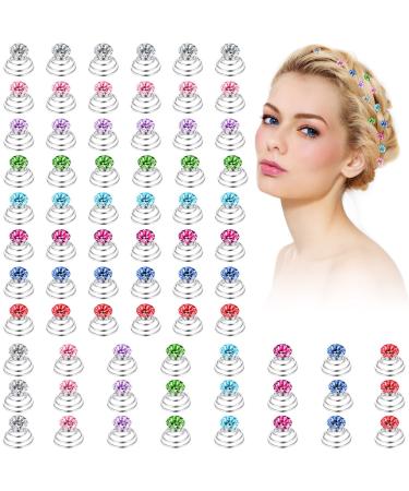 72 Pieces Rhinestone Spiral Hair Pins Crystal Spiral Twist Hair Pins Twisters Colorful Shiny Metal Swirl Hair Clips Hair Accessories for Women Bridal Wedding Bridesmaids Prom Party - Buy Online on GoSupps.com