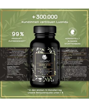 Quercetin 500mg Vegan Capsules - High-Dose 120 Count - Premium Japanese Extract - Lab Tested Additive-Free - Buy Online on GoSupps.com