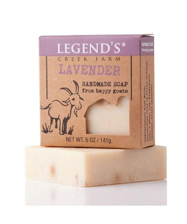 Legend's Creek Farm Goat Milk Soap  Moisturizing Cleansing Bar for Hands and Body  Creamy Lather and Nourishing  Gentle For Sensitive Skin  Handmade in USA (Lavender  Single) Lavender 5 Ounce (Pack of 1)