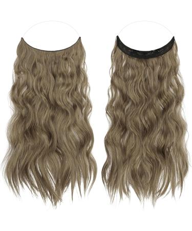 FESHFEN Invisible Wire Hair Extensions - Long Wavy 16 Brown Blonde Synthetic Hair Piece with Adjustable Transparent Wire and 2 Secure Clips for Women - Buy Online on GoSupps.com