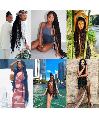 36 Inch Soft Locs Crochet Hair - 5 Packs of Curly Faux Goddess Locs for Black Women in 1B - Buy Online on GoSupps.com