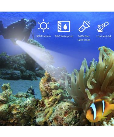 5000 Lumen XHP70 LED Scuba Diving Flashlight | Super Bright Military Torch | IPX6 Waterproof Submarine Light - Buy Online on GoSupps.com