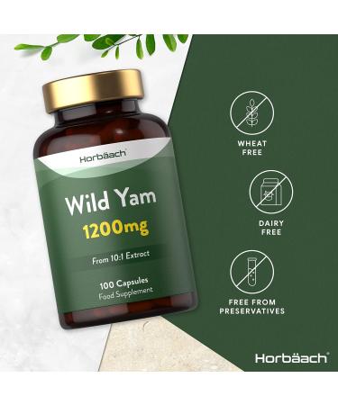 Wild Yam Capsules 1200mg Menopause Support Supplement | Wild Yam Root Extract | 100 Capsules by Horbach - Buy Online on GoSupps.com