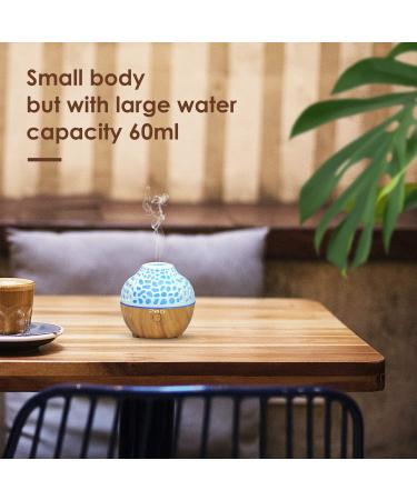 Pinci 60ml Portable Mini Essential Oil Diffuser with 7 LED Light Colors - Cool Mist Vaporizer for Home, Office, and Travel - Waterless Auto Shut-Off - White+Light Wood Design - Buy Online on GoSupps.com