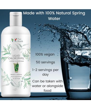A to Z Pure Health Liquid Chlorophyll Drops Daily Health & Beauty Detox Supplement Skin Health Anti-Inflammatory & Healing Properties 50 Servings - Mint - Buy Online on GoSupps.com