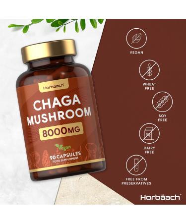 Chaga Mushroom Capsules 8000mg - High Strength Supplement - 90 Powder Capsules - Naturally Sourced by Horbaach - Buy Online on GoSupps.com